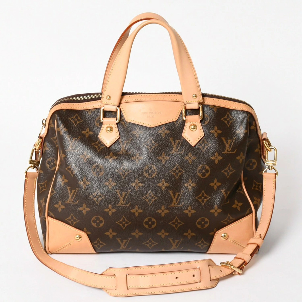 Louis Vuitton Retiro Monogram Top Handle Bag Canvas Leather Brown